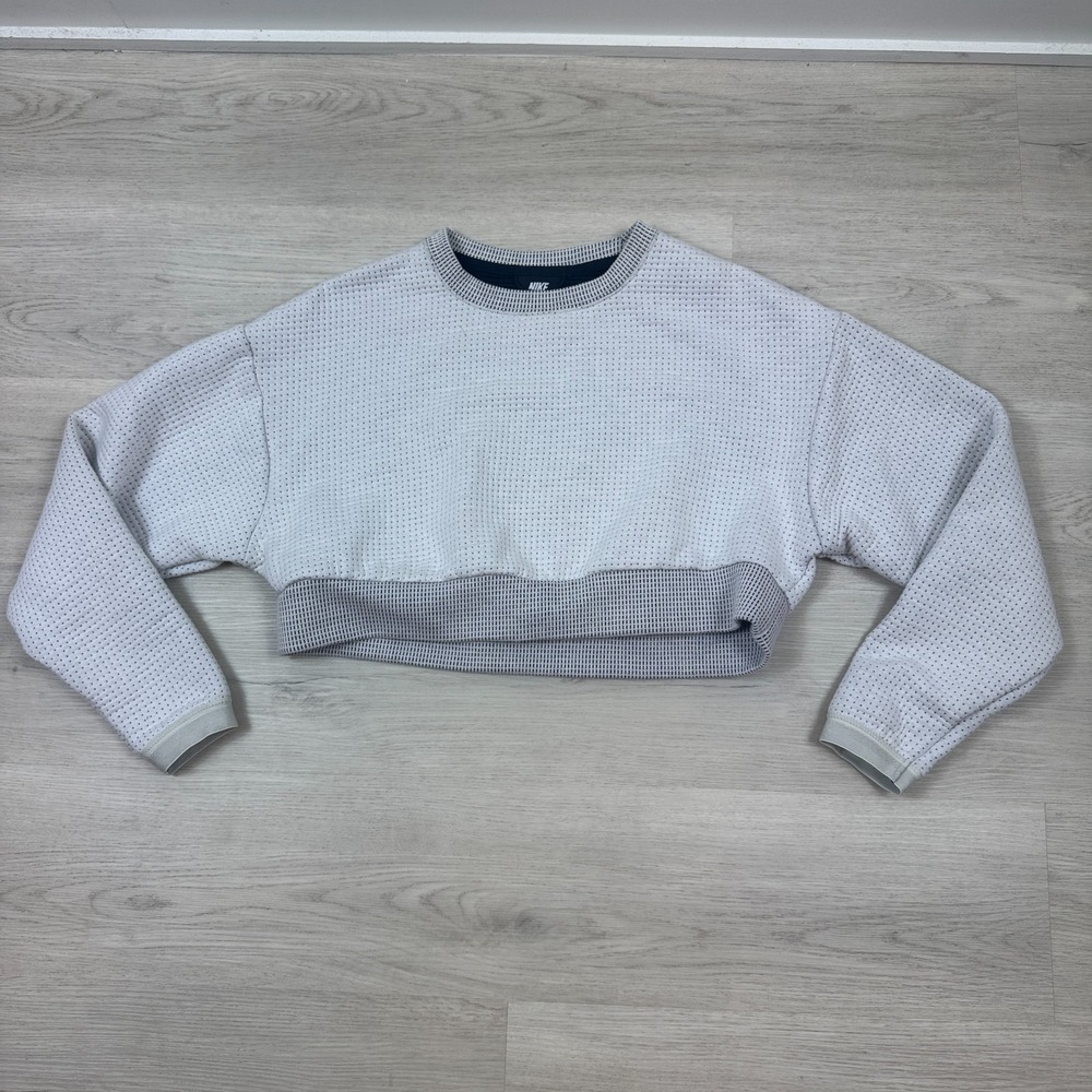 Nike Sportswear City Ready Women Fleece Crew Cropped Sweater Size XS White